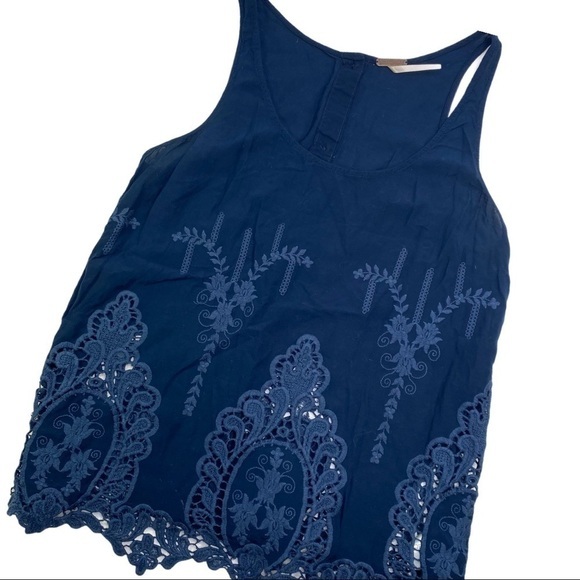 Temptation Blue Rayon Embroidered Top - Picture 1 of 9
